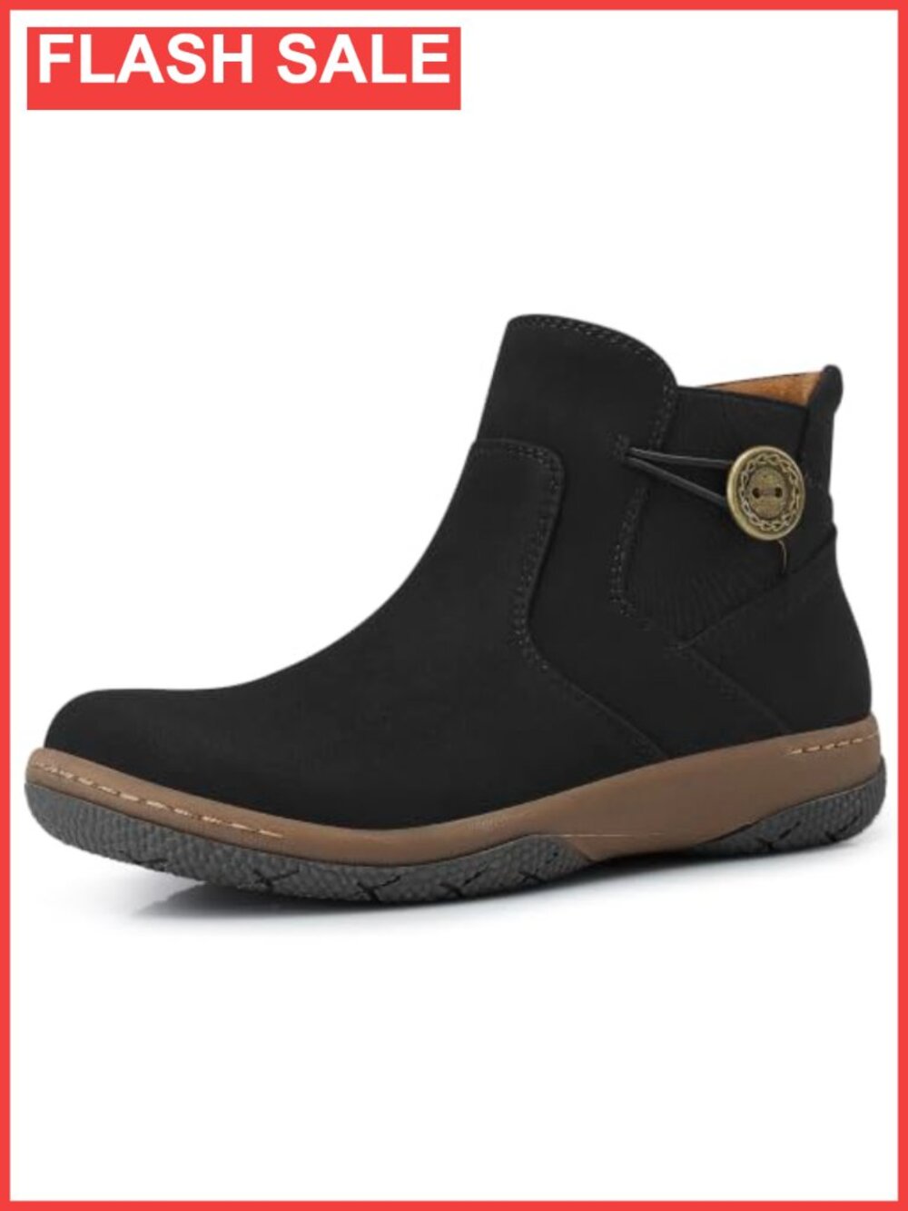 Women's Suede Ankle Boots Square Toe Slip On Comfort Arch Support Casual Bootie